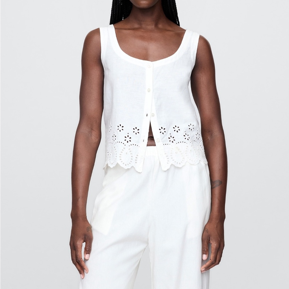 GAP Linen-Blend Embroidered Vest extra large tall NEW WITH TAGS